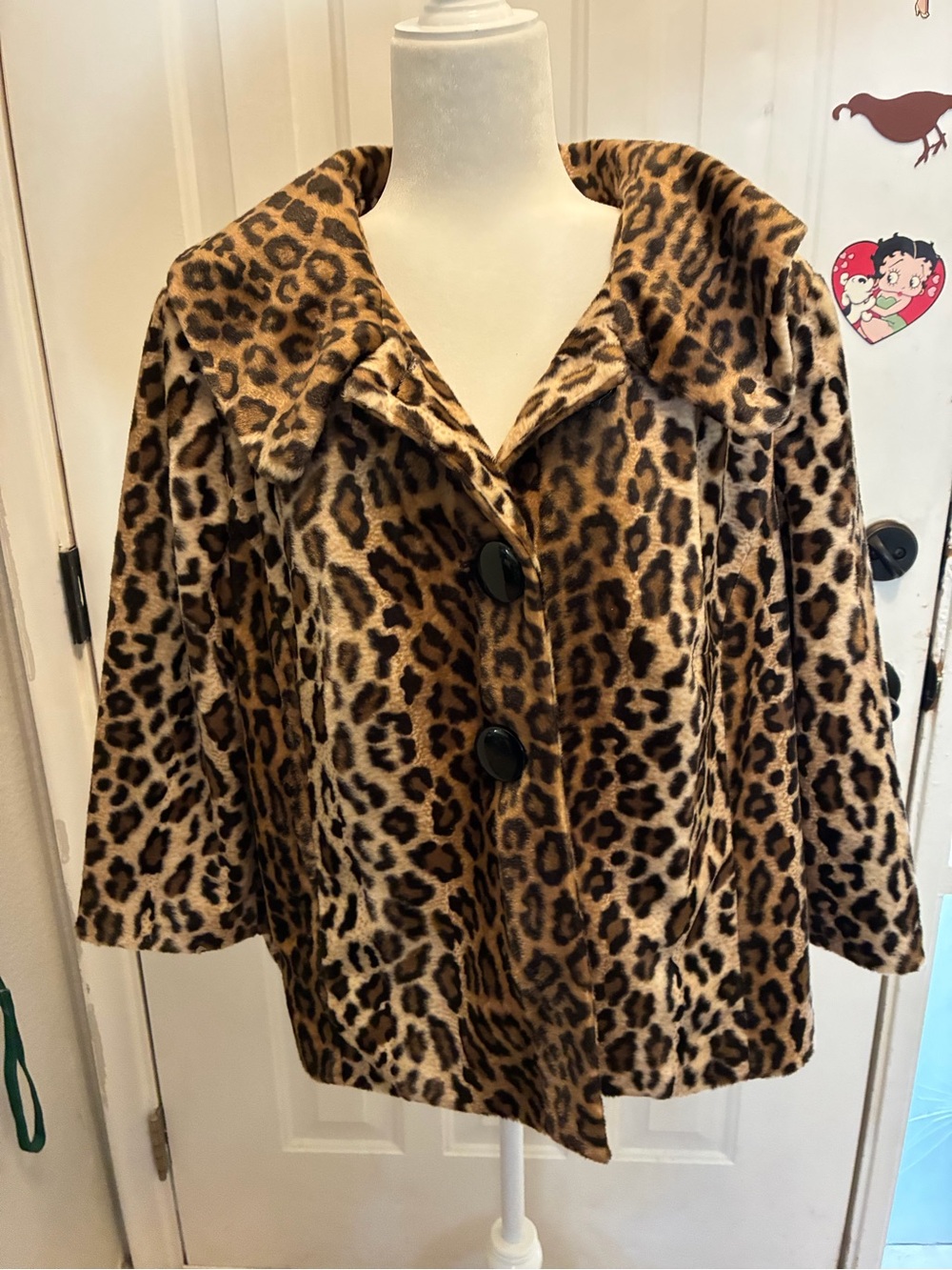 Chico's Leopard Print Peacoat in Brown and Black